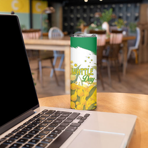 Australia Wattle Day Personalised Skinny Tumbler Acacia Pycnantha Cute Koala