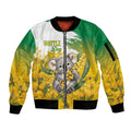 Australia Wattle Day Personalised Sleeve Zip Bomber Jacket Acacia Pycnantha Cute Koala