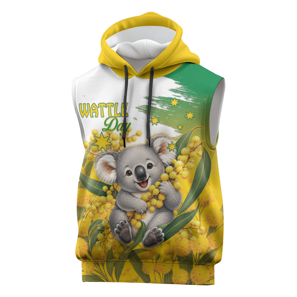 Australia Wattle Day Personalised Sleeveless Hoodie Acacia Pycnantha Cute Koala