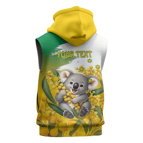 Australia Wattle Day Personalised Sleeveless Hoodie Acacia Pycnantha Cute Koala