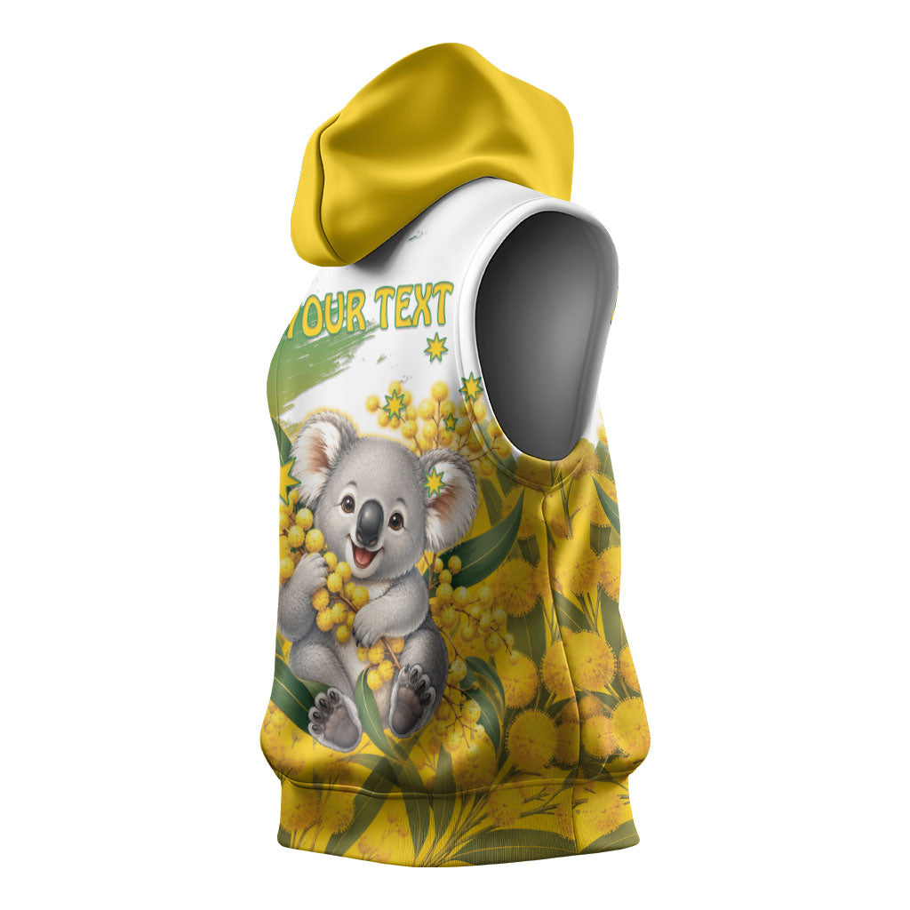 Australia Wattle Day Personalised Sleeveless Hoodie Acacia Pycnantha Cute Koala