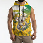 Australia Wattle Day Personalised Sleeveless Hoodie Acacia Pycnantha Cute Koala