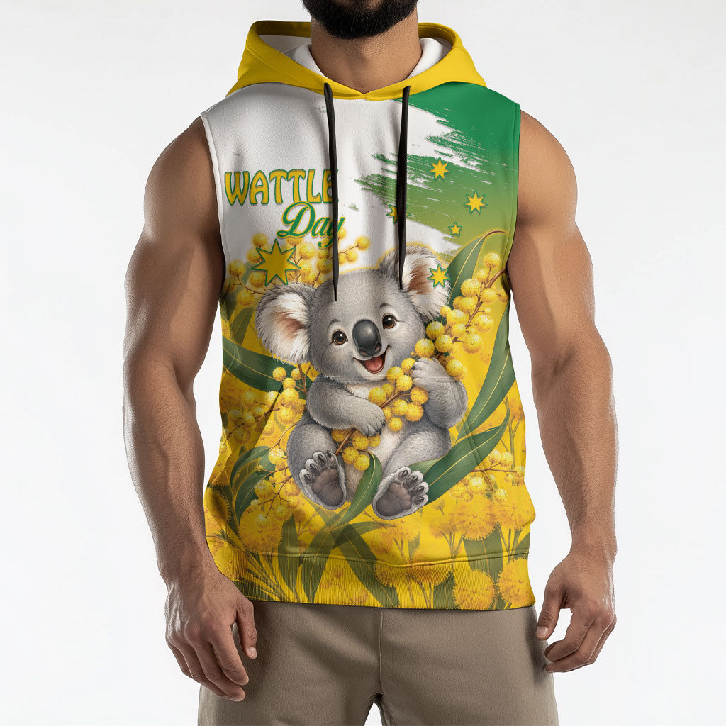 Australia Wattle Day Personalised Sleeveless Hoodie Acacia Pycnantha Cute Koala