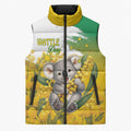 Australia Wattle Day Personalised Sleeveless Puffer Jacket Acacia Pycnantha Cute Koala