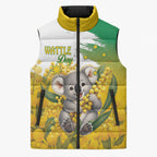 Australia Wattle Day Personalised Sleeveless Puffer Jacket Acacia Pycnantha Cute Koala