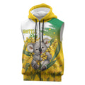 Australia Wattle Day Personalised Sleeveless Zip Hoodie Acacia Pycnantha Cute Koala