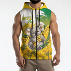 Australia Wattle Day Personalised Sleeveless Zip Hoodie Acacia Pycnantha Cute Koala