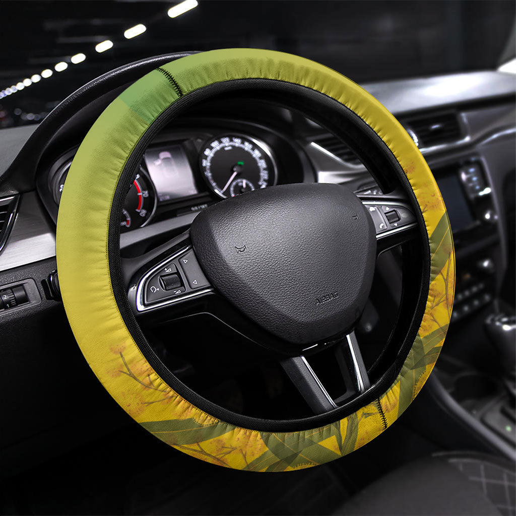 Australia Wattle Day Steering Wheel Cover Acacia Pycnantha Cute Koala