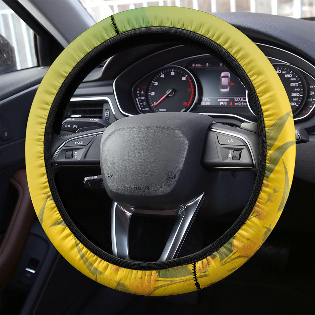 Australia Wattle Day Steering Wheel Cover Acacia Pycnantha Cute Koala