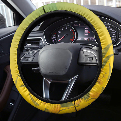 Australia Wattle Day Steering Wheel Cover Acacia Pycnantha Cute Koala