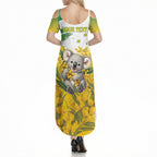 Australia Wattle Day Personalised Summer Maxi Dress Acacia Pycnantha Cute Koala