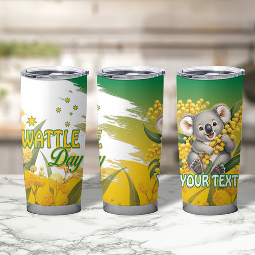 Australia Wattle Day Personalised Tumbler Cup Acacia Pycnantha Cute Koala