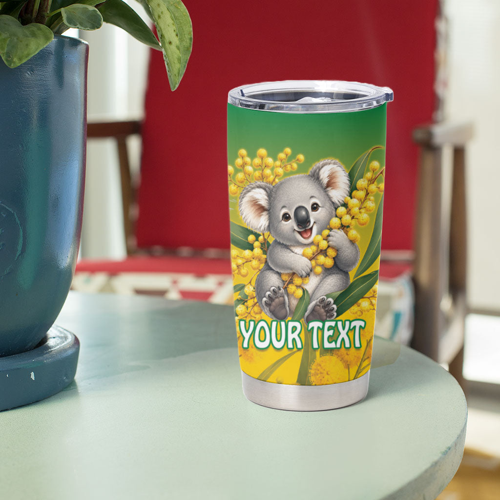 Australia Wattle Day Personalised Tumbler Cup Acacia Pycnantha Cute Koala