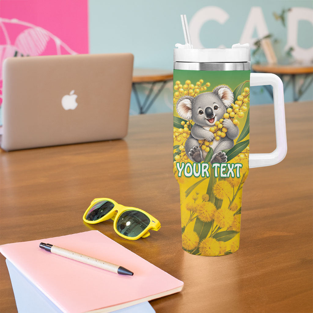 Australia Wattle Day Personalised Tumbler With Handle Acacia Pycnantha Cute Koala