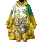 Australia Wattle Day Personalised Wearable Blanket Hoodie Acacia Pycnantha Cute Koala
