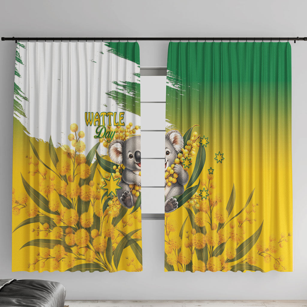 Australia Wattle Day Window Curtain Acacia Pycnantha Cute Koala