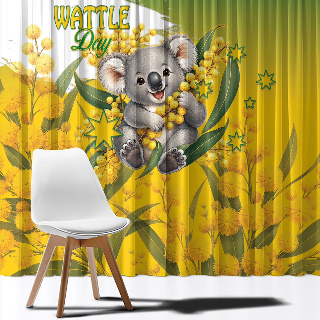 Australia Wattle Day Window Curtain Acacia Pycnantha Cute Koala
