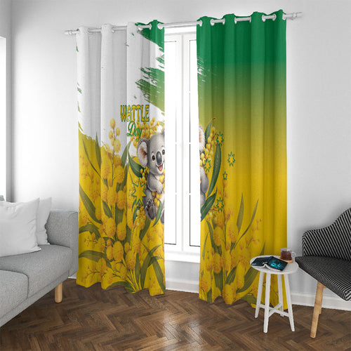 Australia Wattle Day Window Curtain Acacia Pycnantha Cute Koala