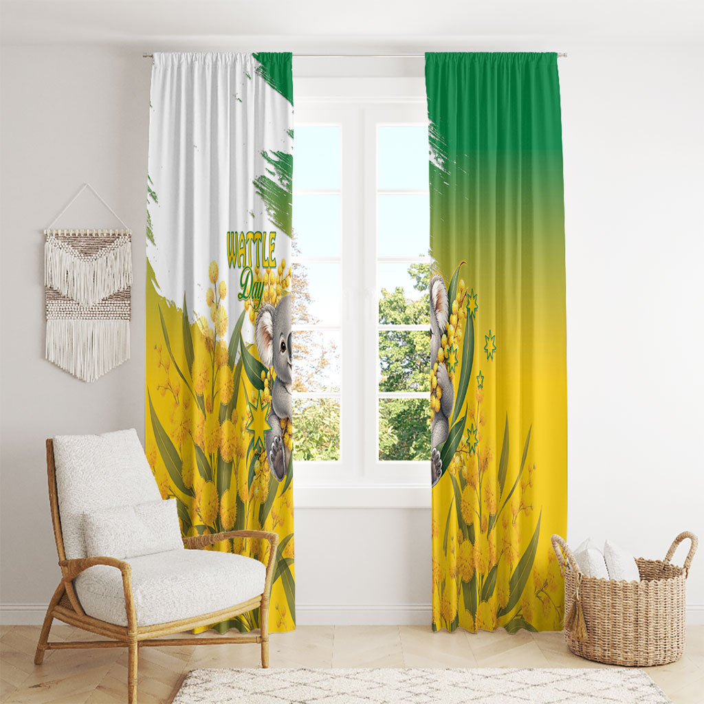 Australia Wattle Day Window Curtain Acacia Pycnantha Cute Koala