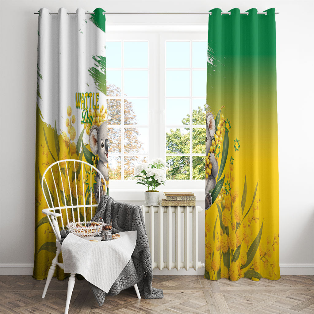 Australia Wattle Day Window Curtain Acacia Pycnantha Cute Koala