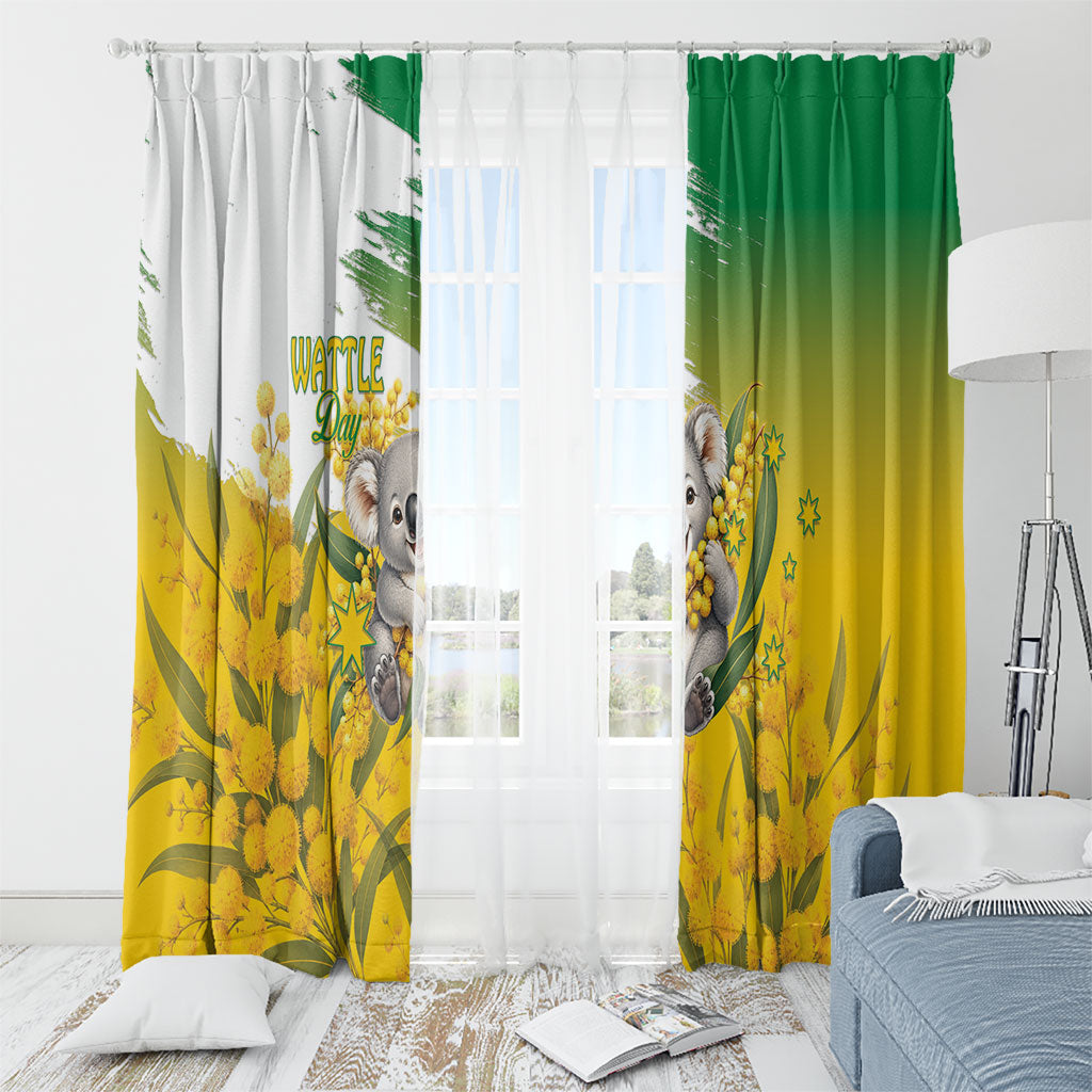 Australia Wattle Day Window Curtain Acacia Pycnantha Cute Koala