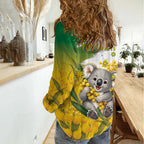 Australia Wattle Day Personalised Women Casual Shirt Acacia Pycnantha Cute Koala