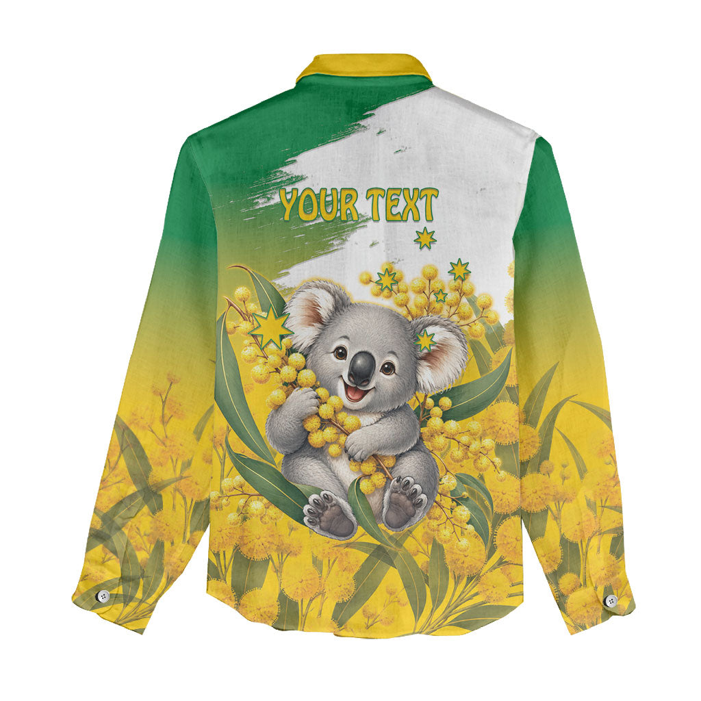 Australia Wattle Day Personalised Women Casual Shirt Acacia Pycnantha Cute Koala