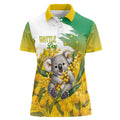 Australia Wattle Day Personalised Women Polo Shirt Acacia Pycnantha Cute Koala