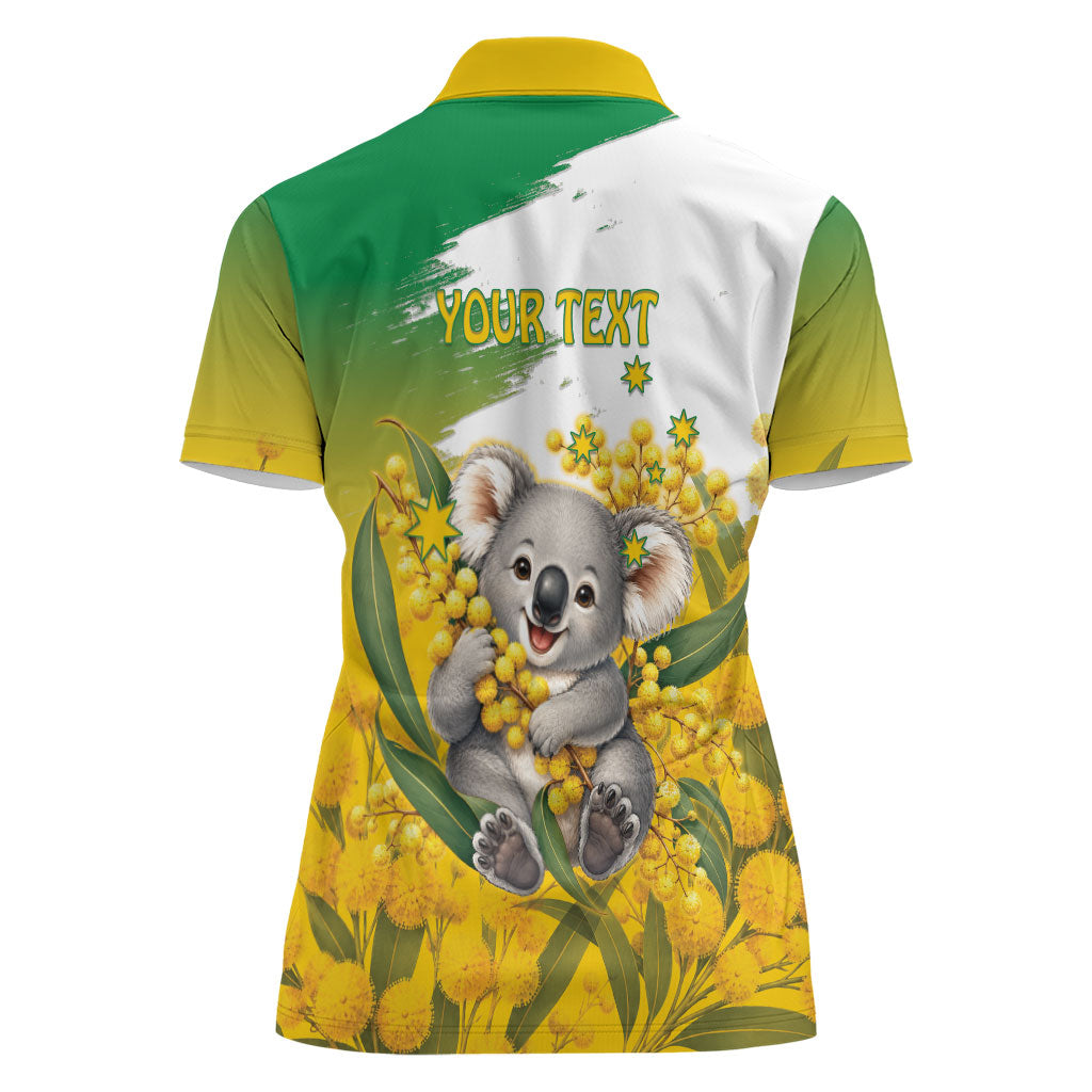 Australia Wattle Day Personalised Women Polo Shirt Acacia Pycnantha Cute Koala