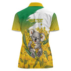 Australia Wattle Day Personalised Women Polo Shirt Acacia Pycnantha Cute Koala