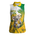 Australia Wattle Day Personalised Women Sleeveless Polo Shirt Acacia Pycnantha Cute Koala