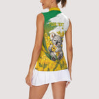 Australia Wattle Day Personalised Women Sleeveless Polo Shirt Acacia Pycnantha Cute Koala