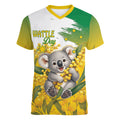 Australia Wattle Day Personalised Women V-Neck T-Shirt Acacia Pycnantha Cute Koala