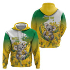 Australia Wattle Day Personalised Zip Hoodie Acacia Pycnantha Cute Koala
