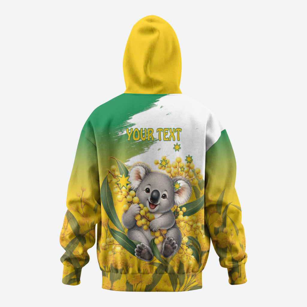 Australia Wattle Day Personalised Zip Hoodie Acacia Pycnantha Cute Koala