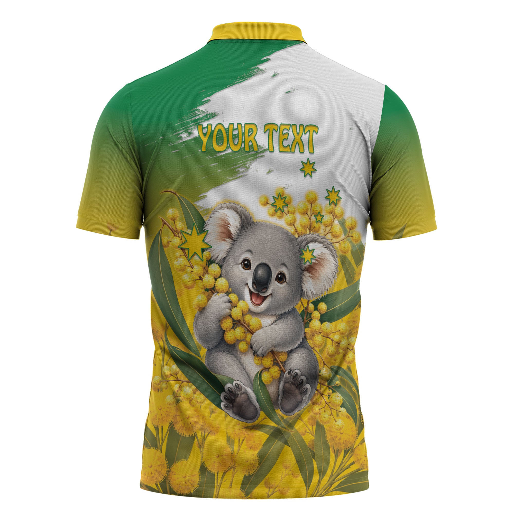 Australia Wattle Day Personalised Zipper Polo Shirt Acacia Pycnantha Cute Koala