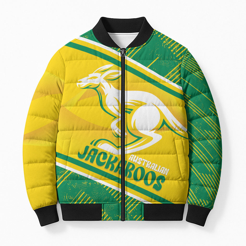 Personalised Jackaroos Bowls Australia Bomber Puffer Jacket National Color Sporty Style