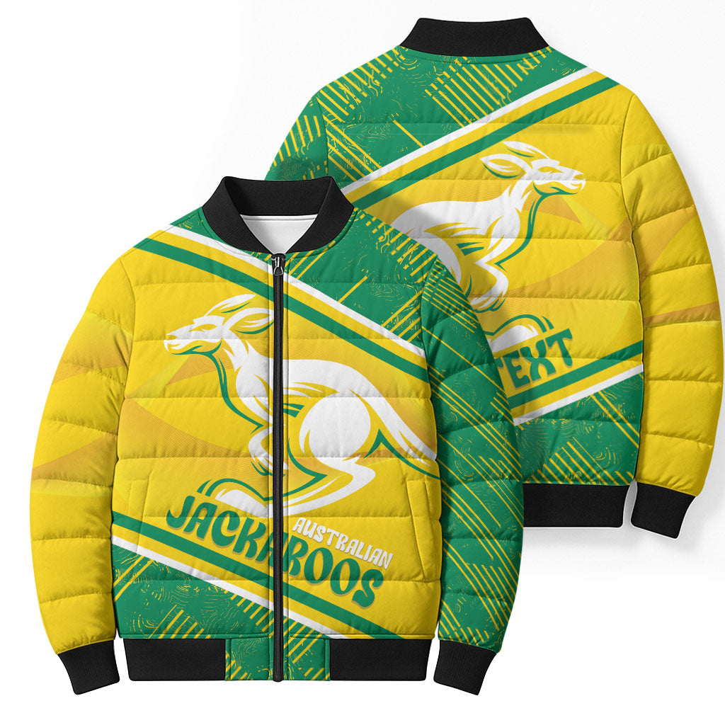 Personalised Jackaroos Bowls Australia Bomber Puffer Jacket National Color Sporty Style