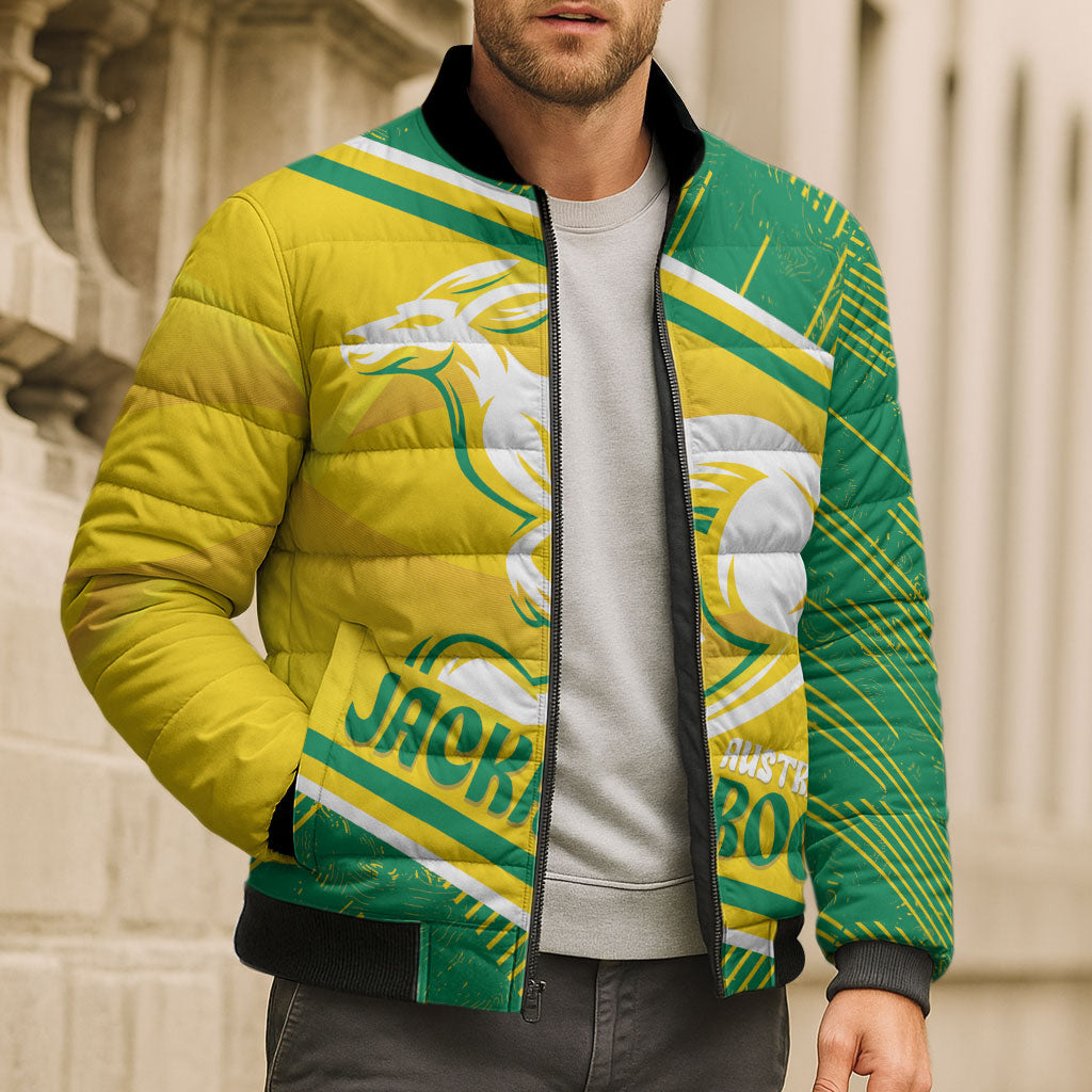 Personalised Jackaroos Bowls Australia Bomber Puffer Jacket National Color Sporty Style