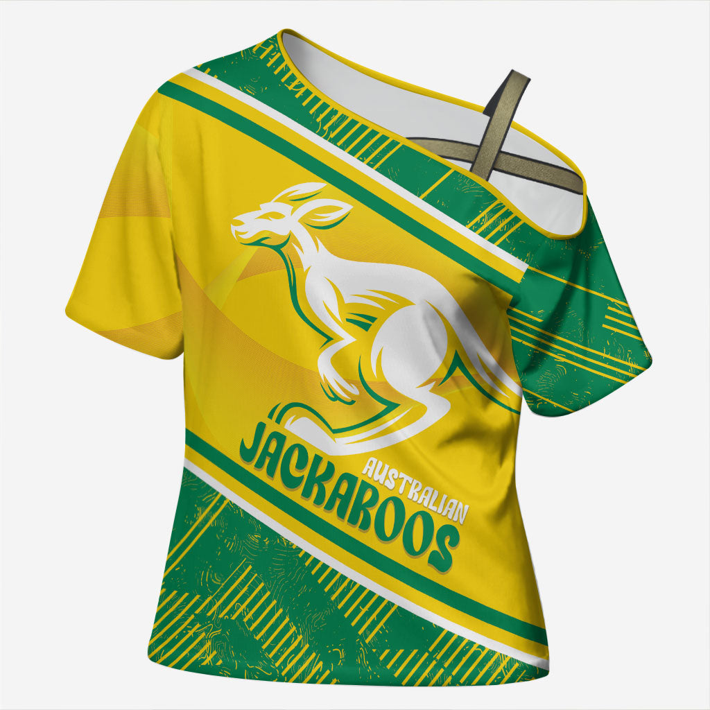 Personalised Jackaroos Bowls Australia Cross Shoulder Shirt National Color Sporty Style