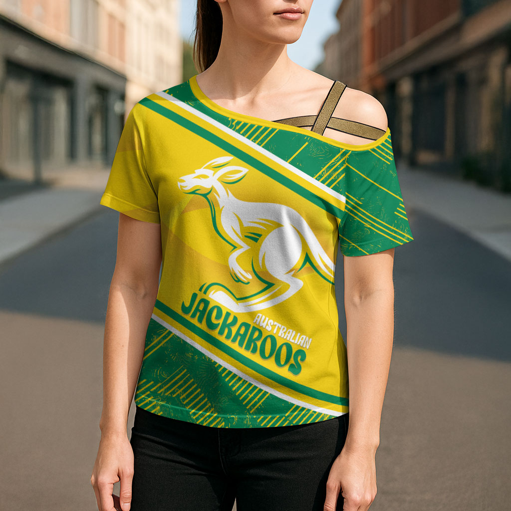Personalised Jackaroos Bowls Australia Cross Shoulder Shirt National Color Sporty Style