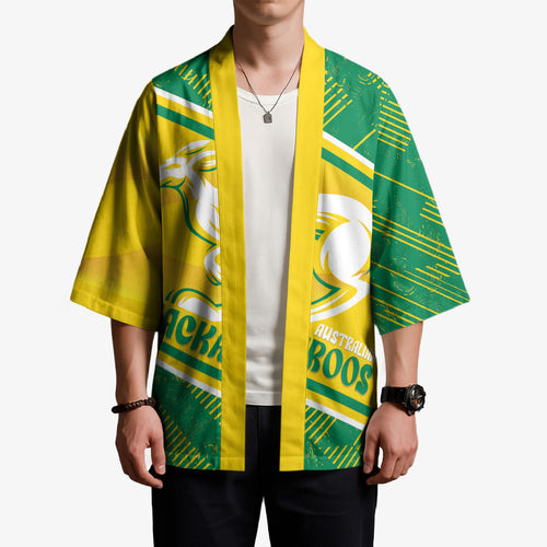 Personalised Jackaroos Bowls Australia Kimono National Color Sporty Style