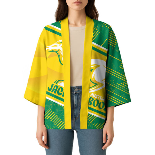 Personalised Jackaroos Bowls Australia Kimono National Color Sporty Style