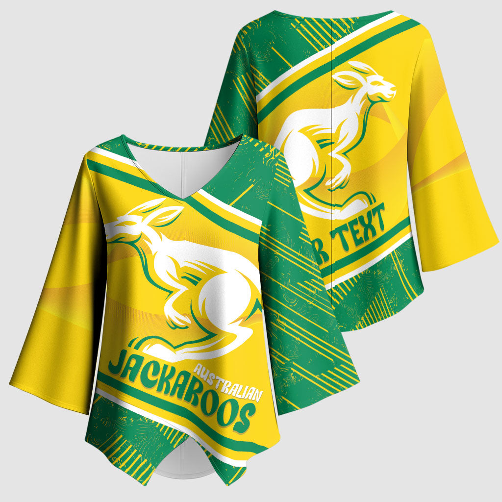 Personalised Jackaroos Bowls Australia Kimono Sleeve Blouse National Color Sporty Style