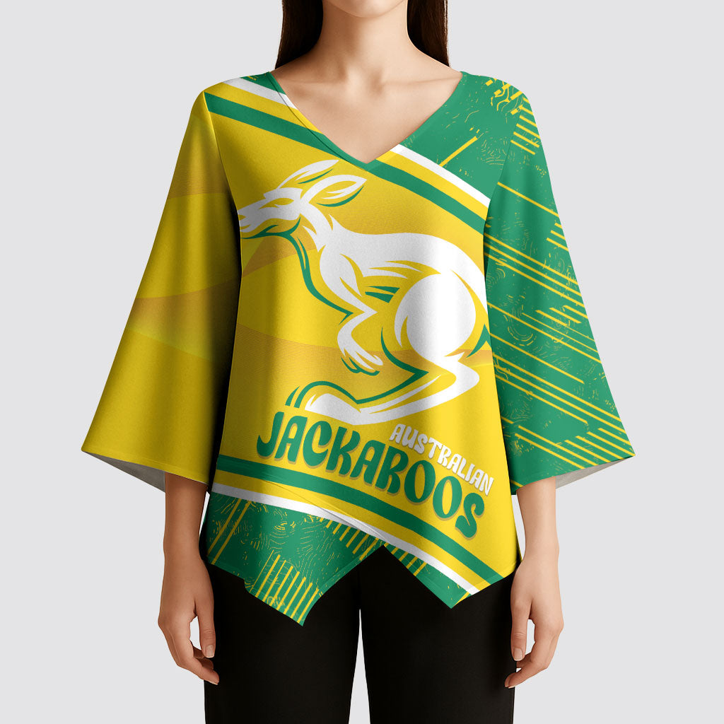 Personalised Jackaroos Bowls Australia Kimono Sleeve Blouse National Color Sporty Style