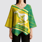 Personalised Jackaroos Bowls Australia Kimono Sleeve Blouse National Color Sporty Style
