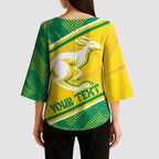 Personalised Jackaroos Bowls Australia Kimono Sleeve Blouse National Color Sporty Style