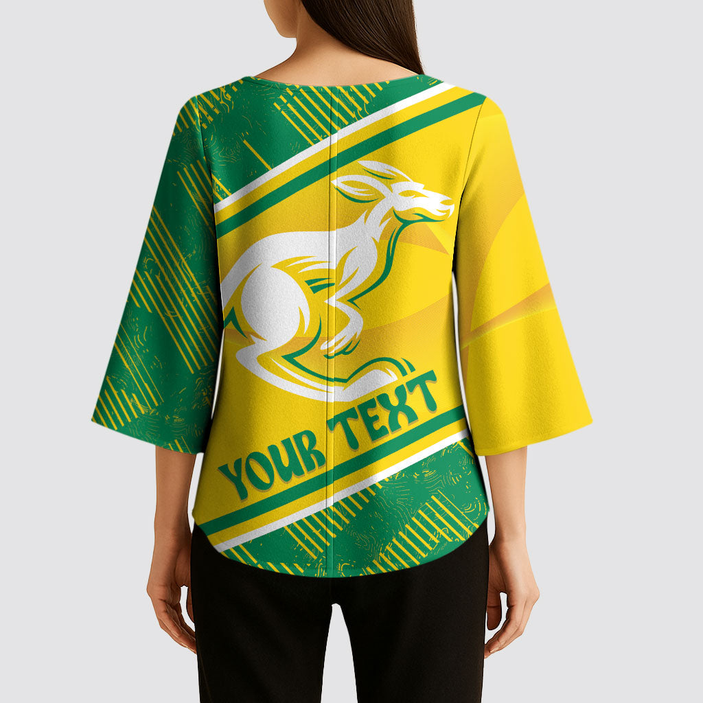 Personalised Jackaroos Bowls Australia Kimono Sleeve Blouse National Color Sporty Style