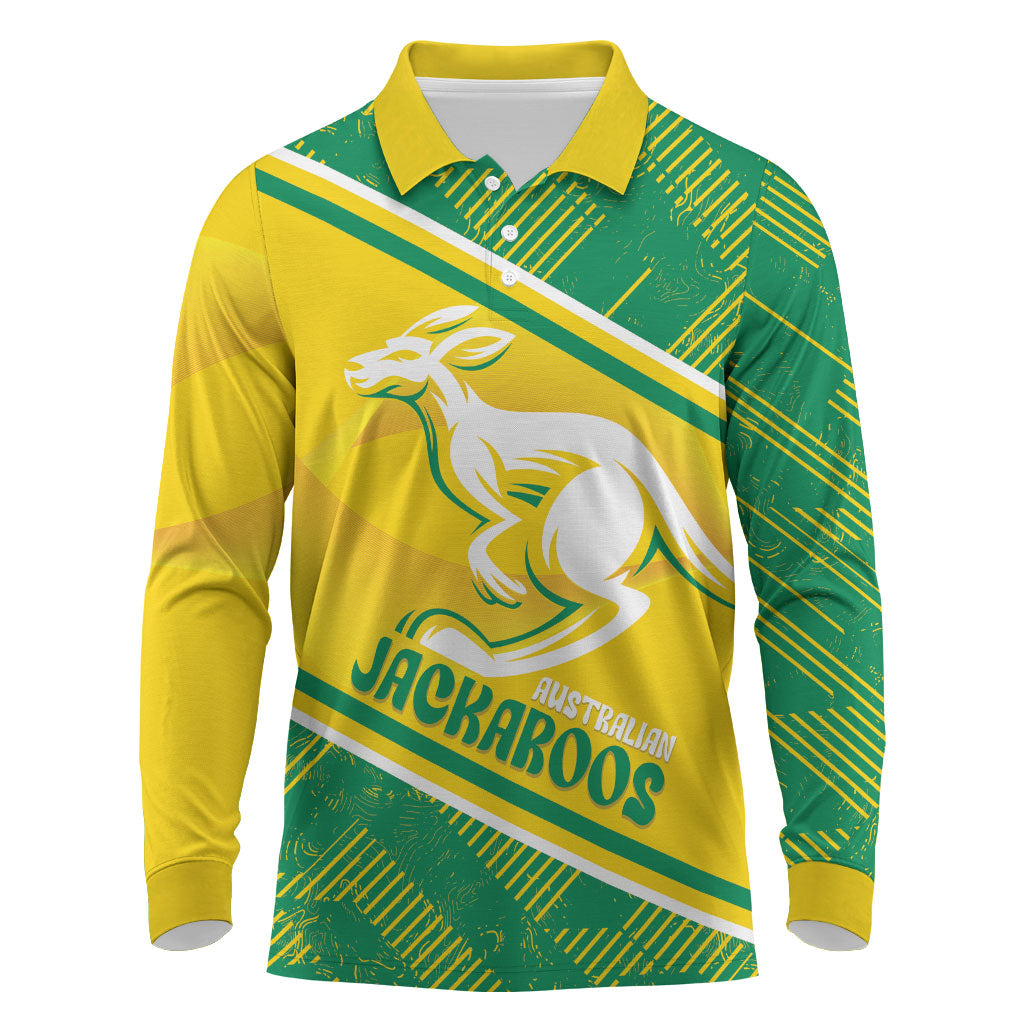 Personalised Jackaroos Bowls Australia Long Sleeve Polo Shirt National Color Sporty Style