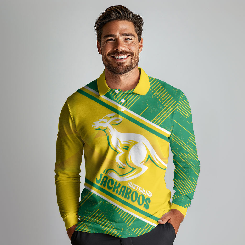 Personalised Jackaroos Bowls Australia Long Sleeve Polo Shirt National Color Sporty Style